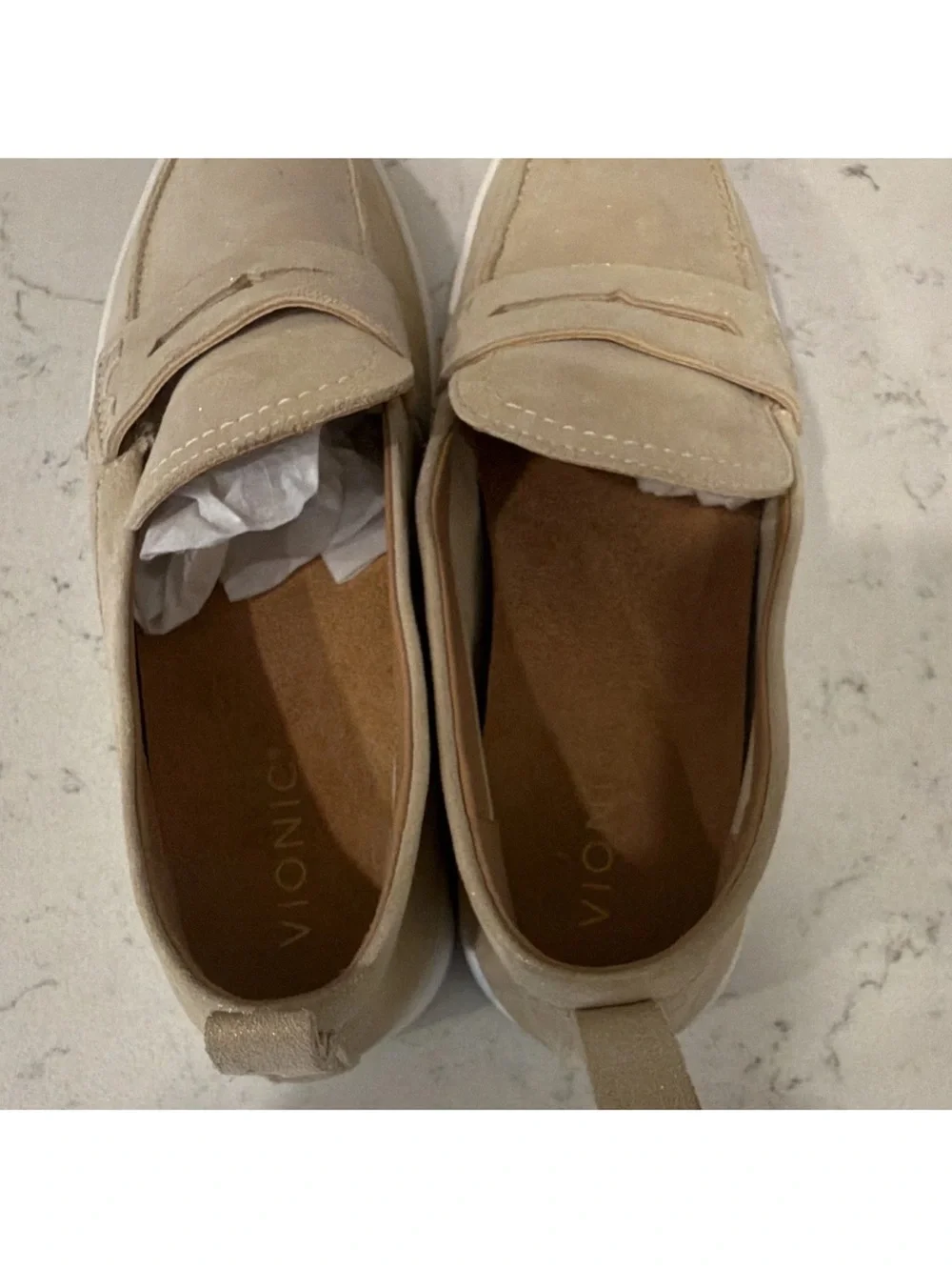 Vionic Gold Metallic Faux Leather Slip-On Loafer Flats Women's US 9.5 Round